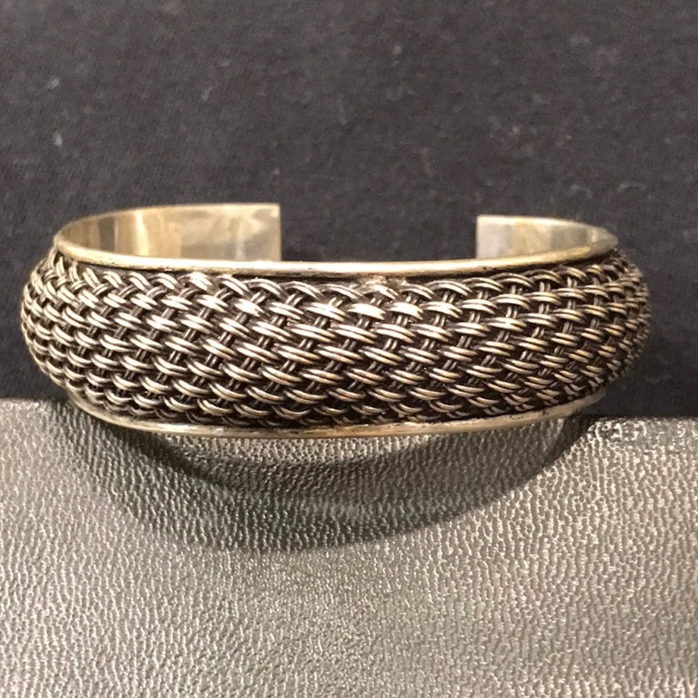 T H I C K HANDMADE STERLING SILVER BRAIDED CUFF NWOT